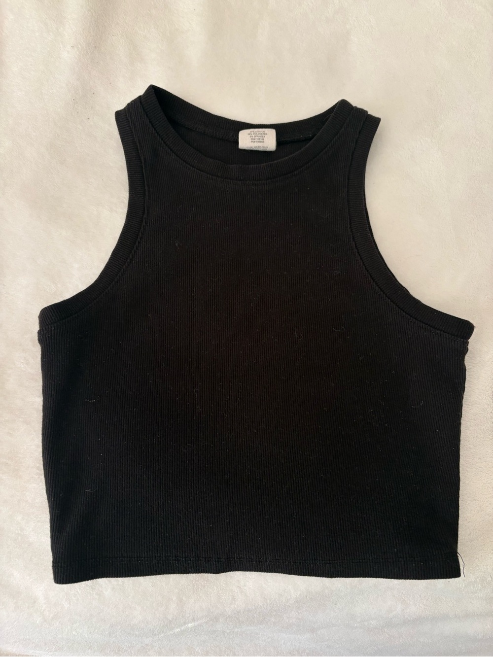 Full Tilt Black Ribbed Crop Tank (fits small)